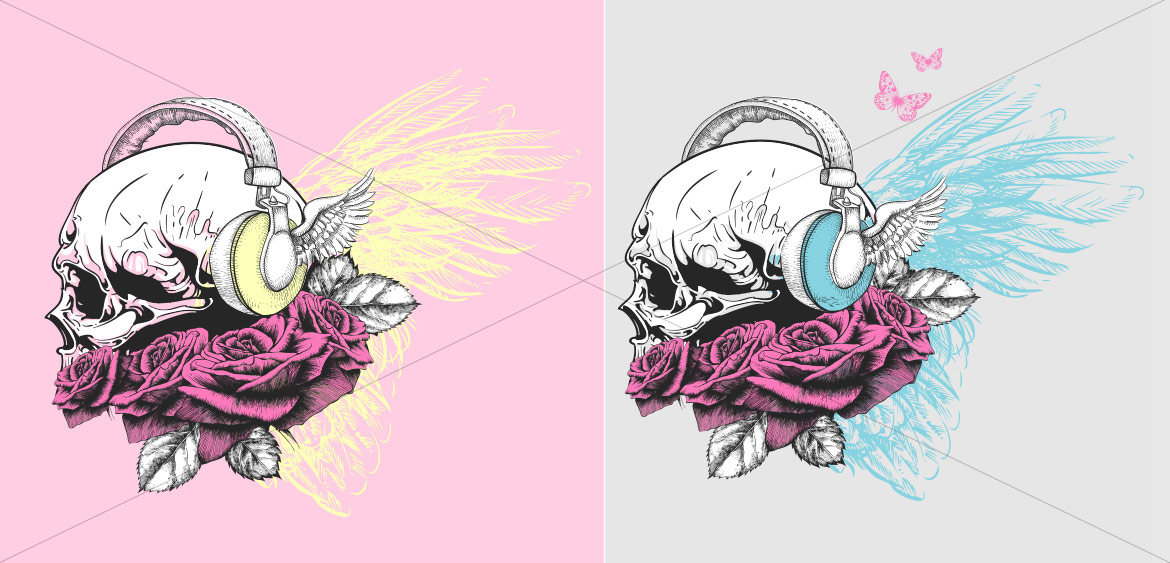 Skull Art with Roses Skull Art
